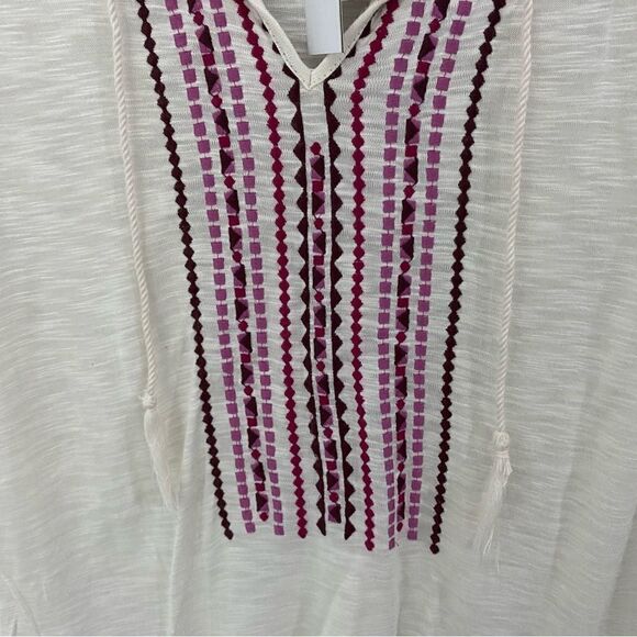 Sanctuary Womens Embroidered Keyhole Tunic Top Short Sleeve S - Picture 3 of 4